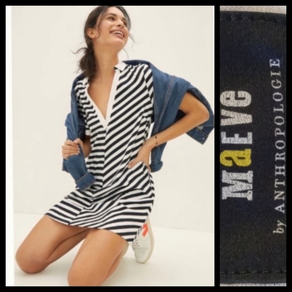 Anthropologie Maeve Striped Polo Rugby Mini Dress Size Medium▪ - Picture 1 of 9